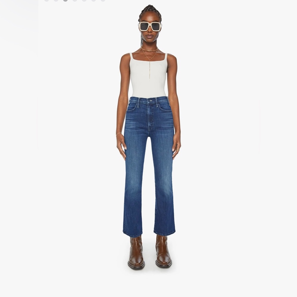 Mother The Hustler Ankle Straight Jeans in Medium Blue